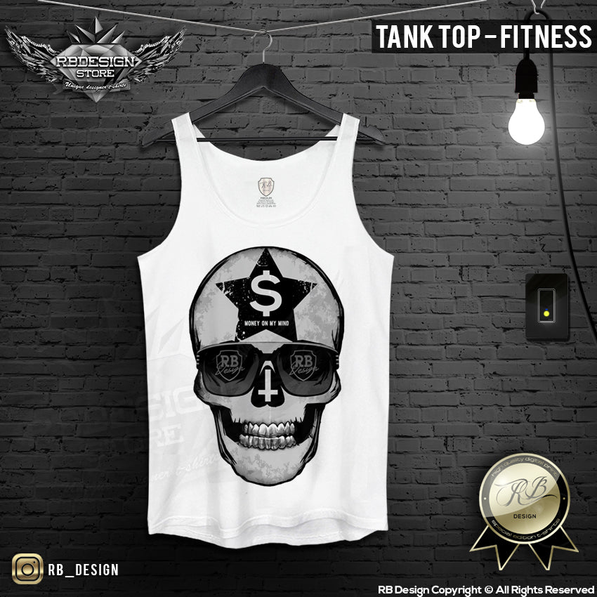 Money On My Mind Men's Skull T-shirt RB Design Tank Top MD542