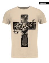 beige graphic tee Lion rb design