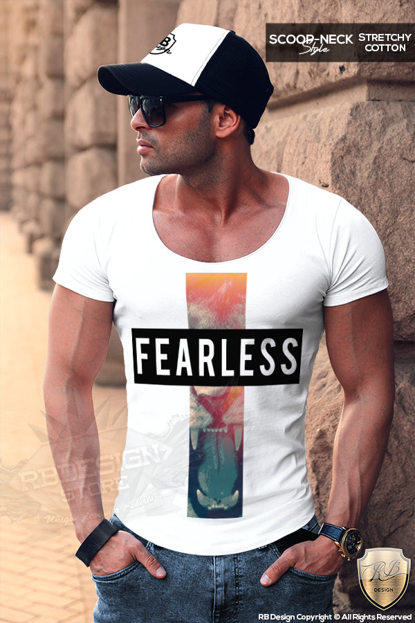 scoop neck mens fashion t shirt