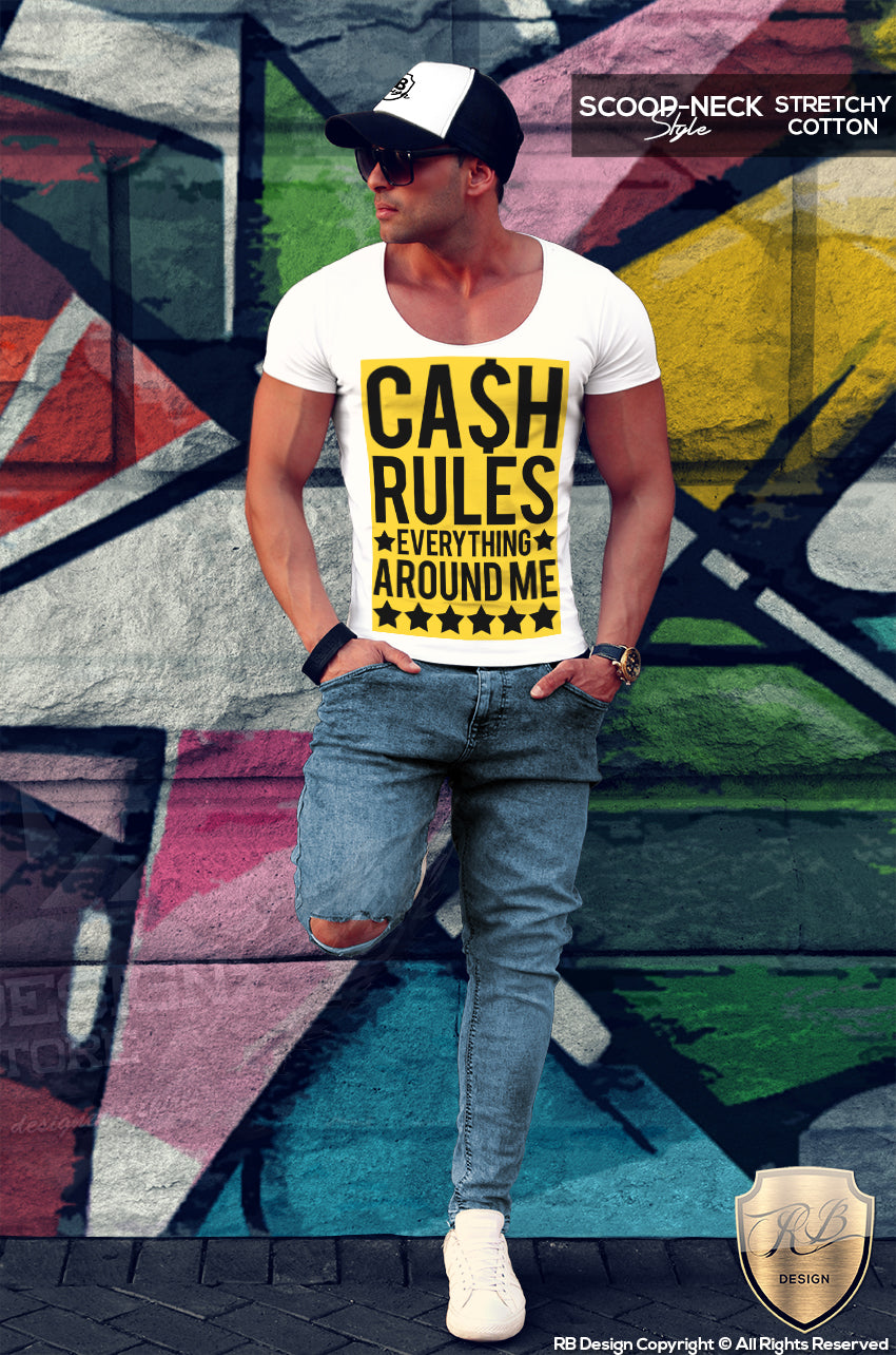 Mens T-shirt Cash Rules Everything Around Me Funny Saying Tee MD562