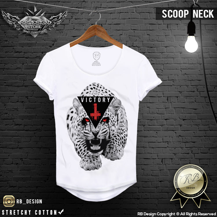 danger cat victory scoop neck mens shirts