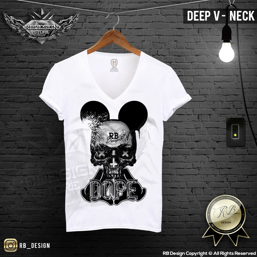 deep v neck skull tee shirts