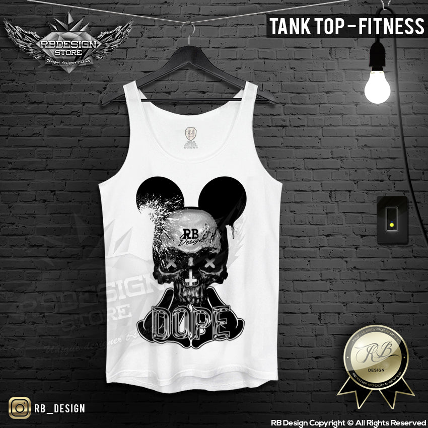 mens skull tank top fitness 