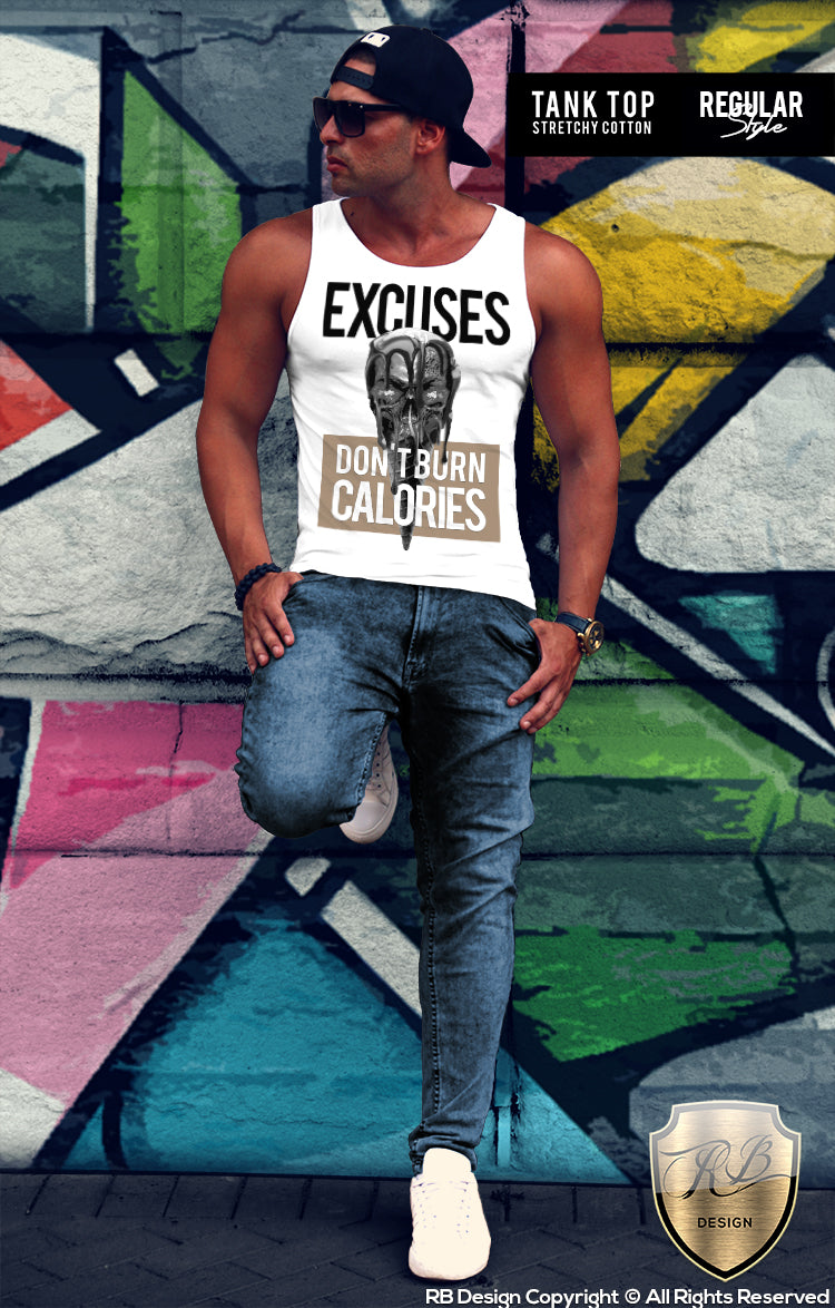 mens trendy tank top printed skull tees