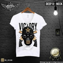 mens army victory skull deep v neck t-shirt