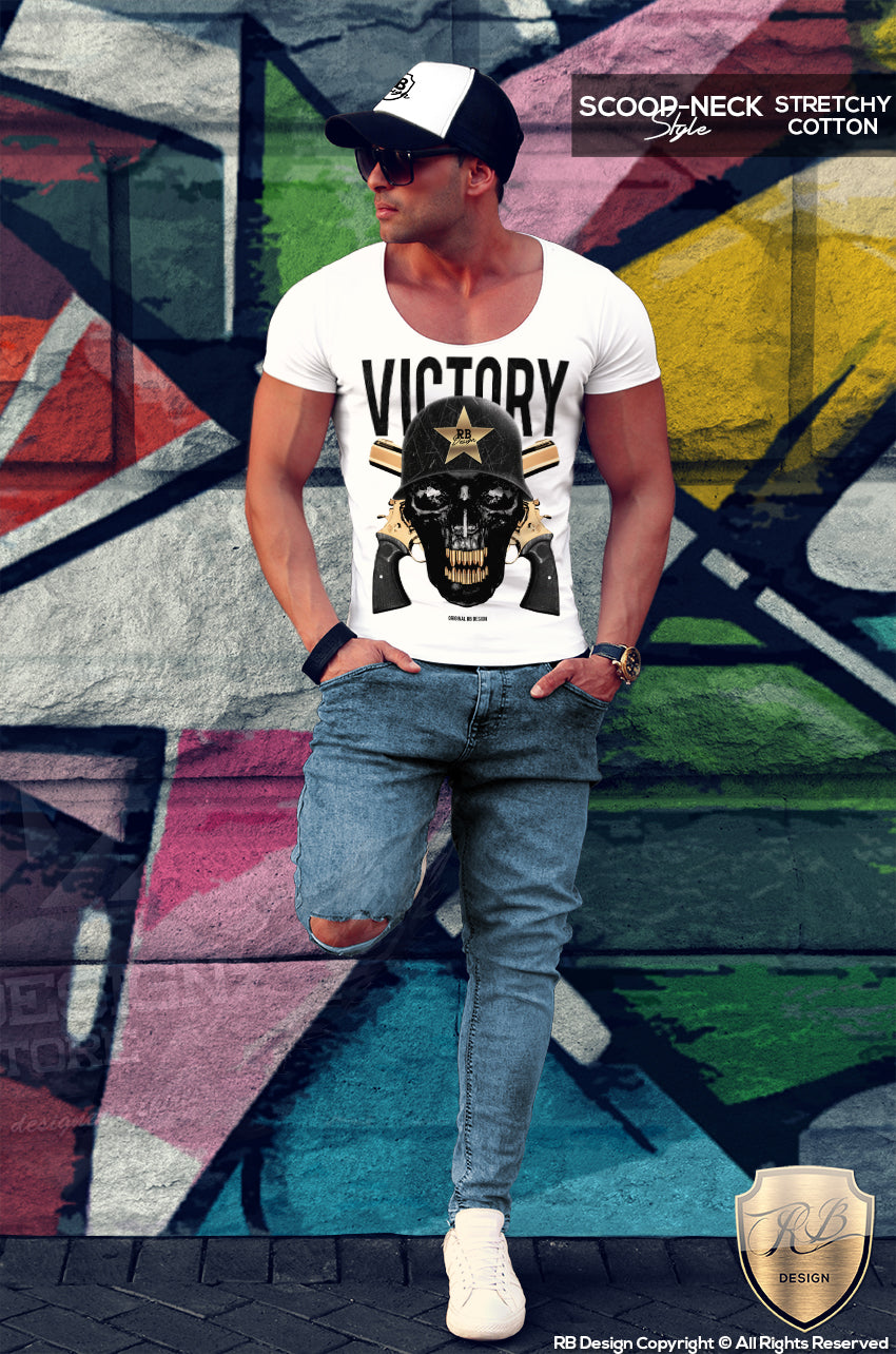 street style mens victory gun skull tee