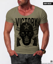 Men's Skull T-shirt "VICTORY" Scoop Crew Neck / Color Option / MD593