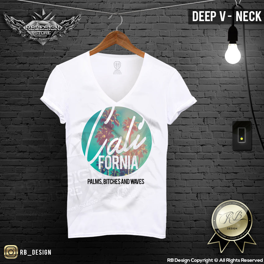 mens california deep v neck t-shirt