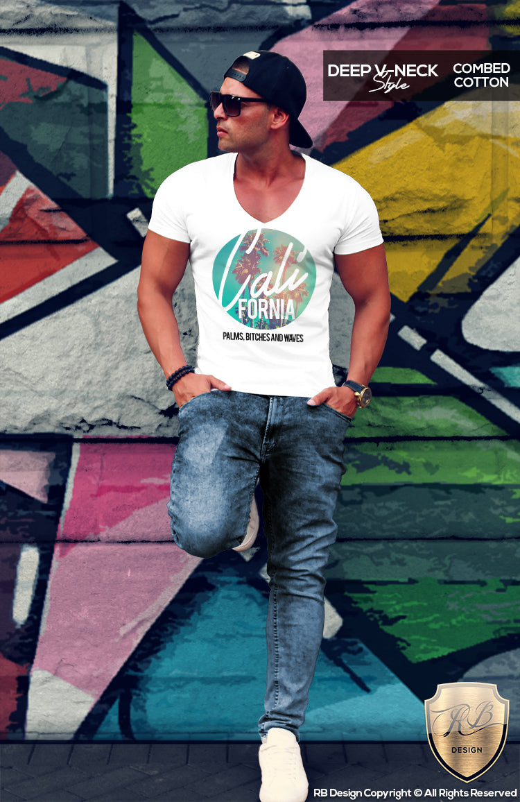 deep v neck graphic tee