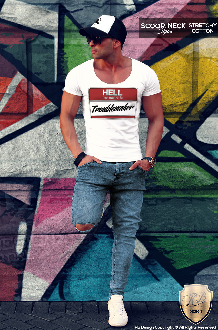 Hell My Name Is Troublemaker Cool T-shirt Bad Boy Graphic Top MD602