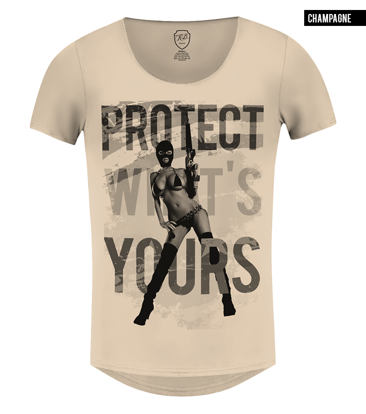 beige girls on t-shirt mask bandana tee