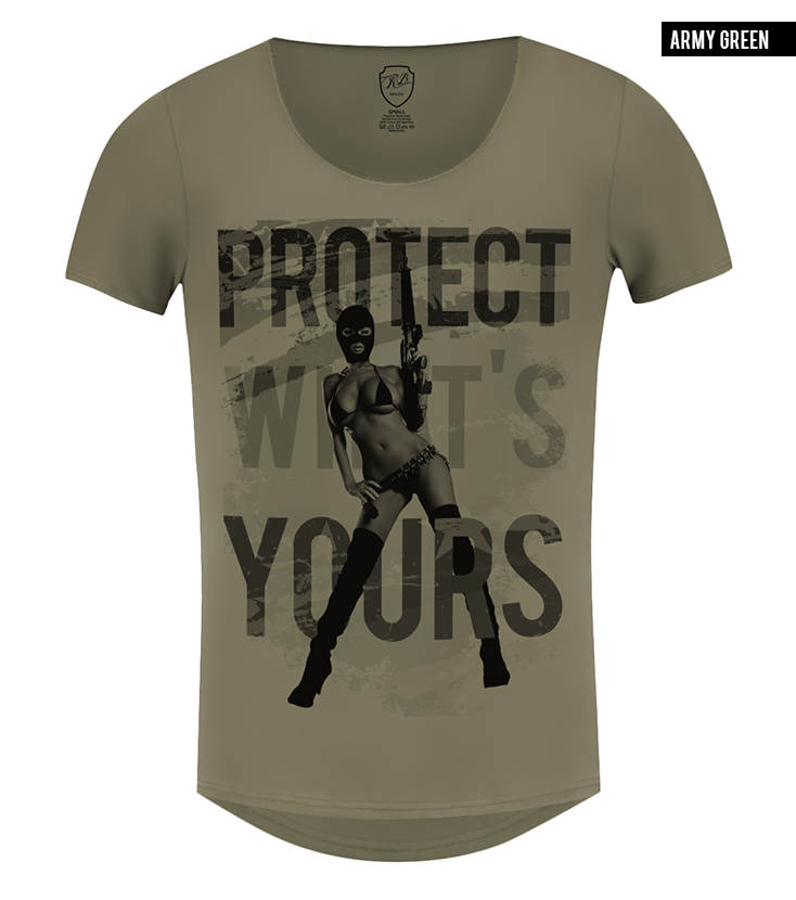khaki scoop neck sexy girl t-shirt