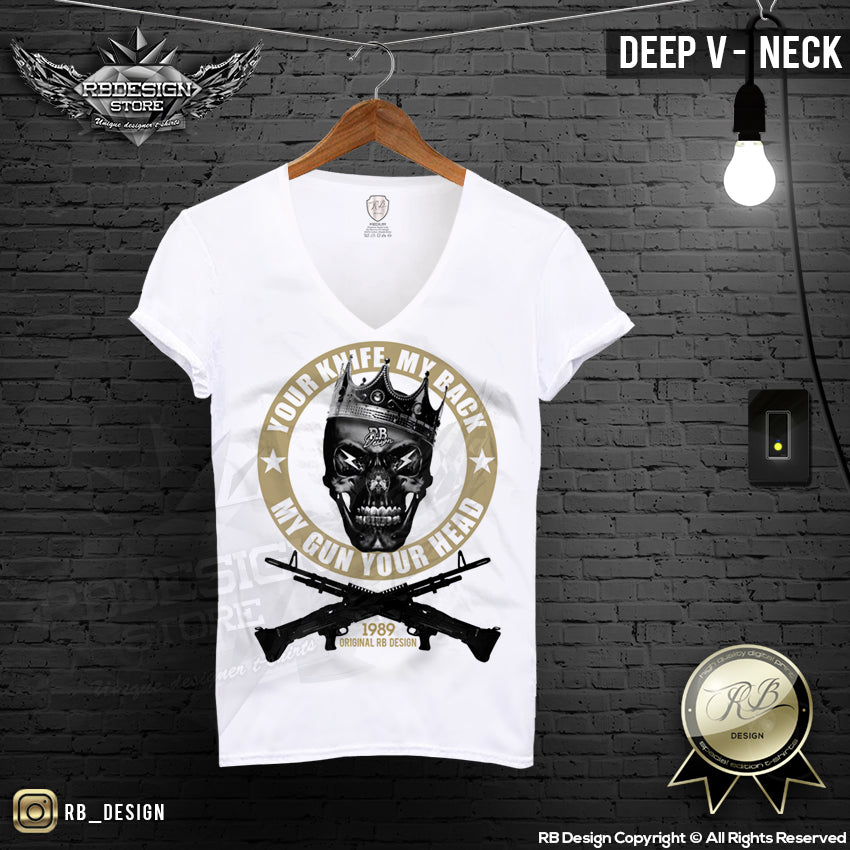machine guns mens skull tees