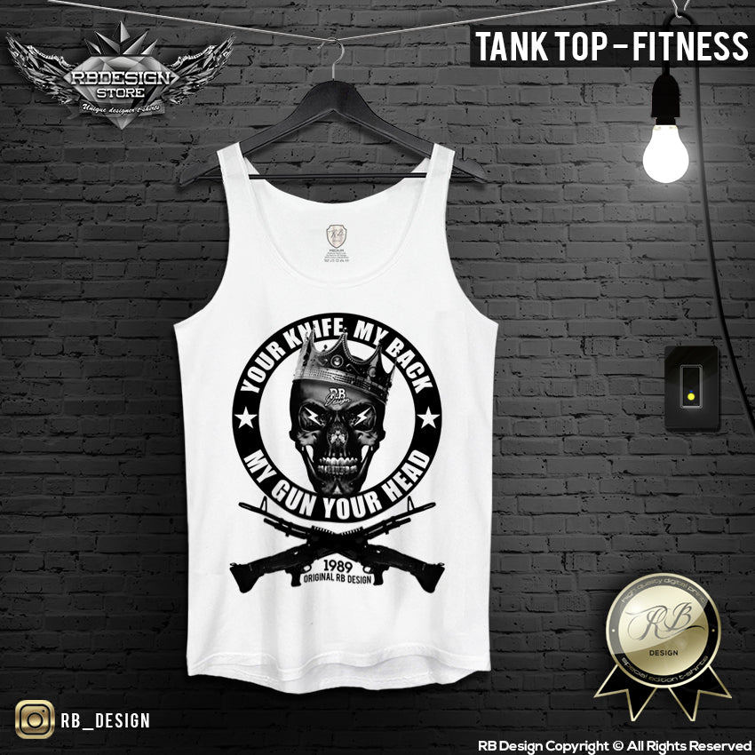 mens designer skull tank top