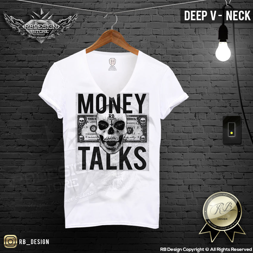 Designer Skull Mens T-shirt Money Talks Dollar Bill Tank Top MD669 Black