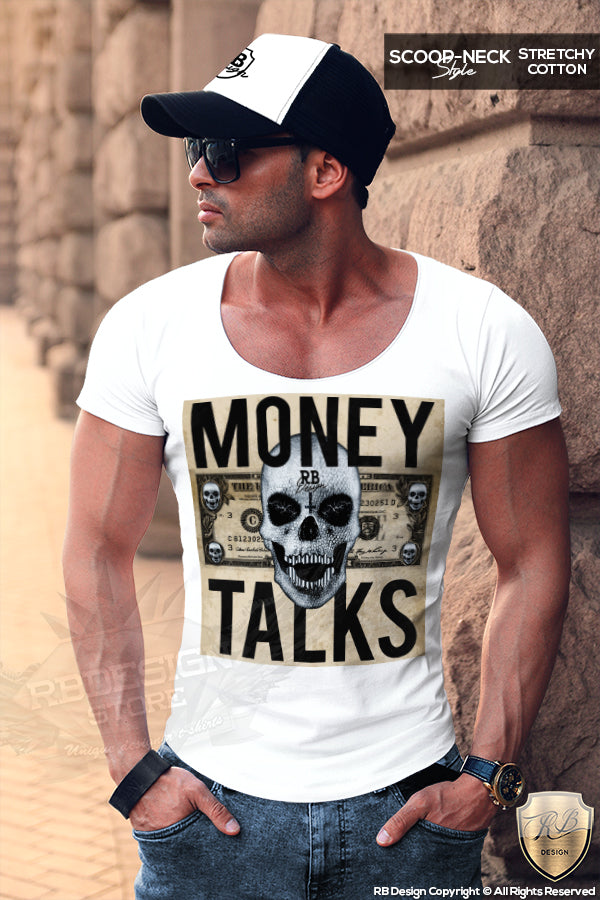 Money Talks Designer Skull Mens T-shirt Dollar Bill Tank Top MD669 C