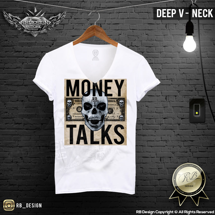 Money Talks Designer Skull Mens T-shirt Dollar Bill Tank Top MD669 C