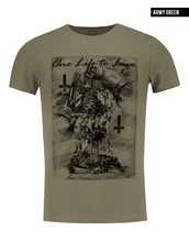 khaki mens skeleton prayer designers t shirt