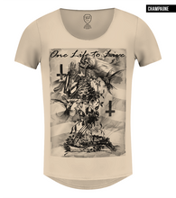 Men's T-shirt Skeleton Prayer "One Life to Live" Creepy  Fashion Graphic Tee / Color Option / MD685