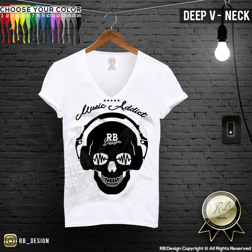 Men s Skull T shirt Festival Skull Sound Wave RB Design Music