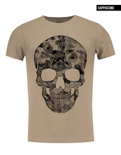 crew neck beige skull summer fashion tee
