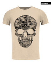 rb design skull t shirt beige scoop neck top