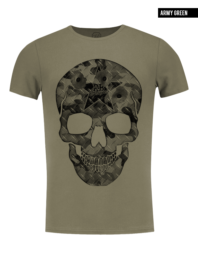 khaki army green skull t shirt rb design