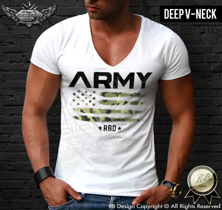 army deep v neck t shirt