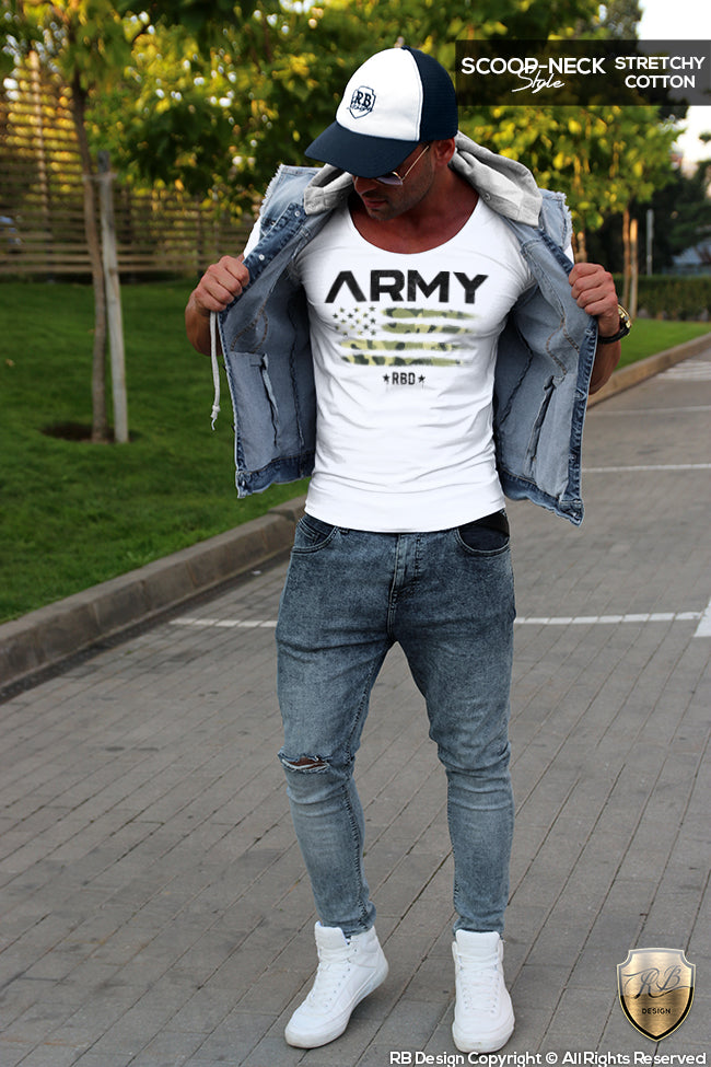 scoop neck army t shirt