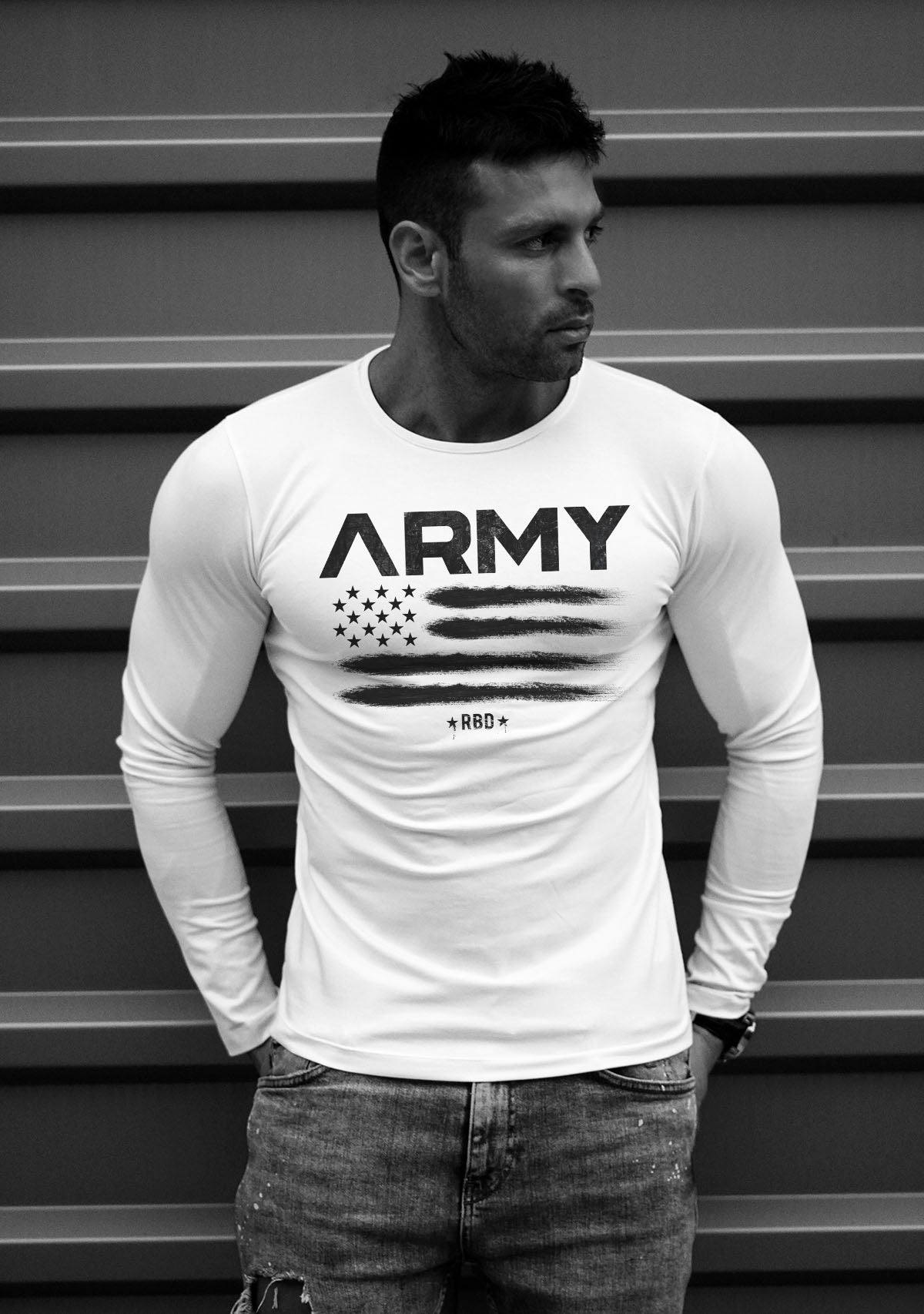 Mens Long Sleeve T-shirt "ARMY" MD711