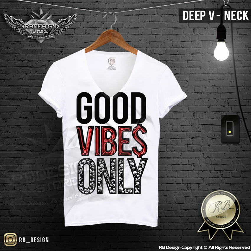 deep v neck summer vibes t-shirt for men