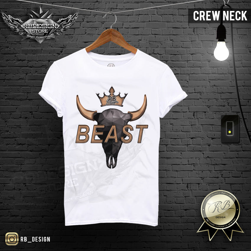 crew neck mens skull t shirt