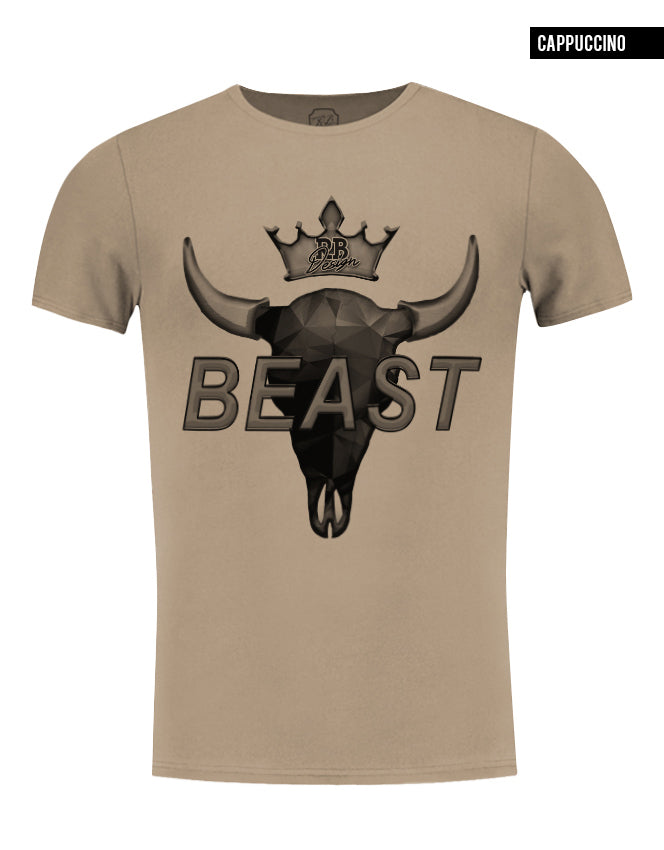 Men's T-shirt "BEAST" Scoop Neck Muscle Tee Khaki Gray Beige / Color Option / MD730