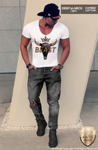 deep v neck abstract skull t shirt