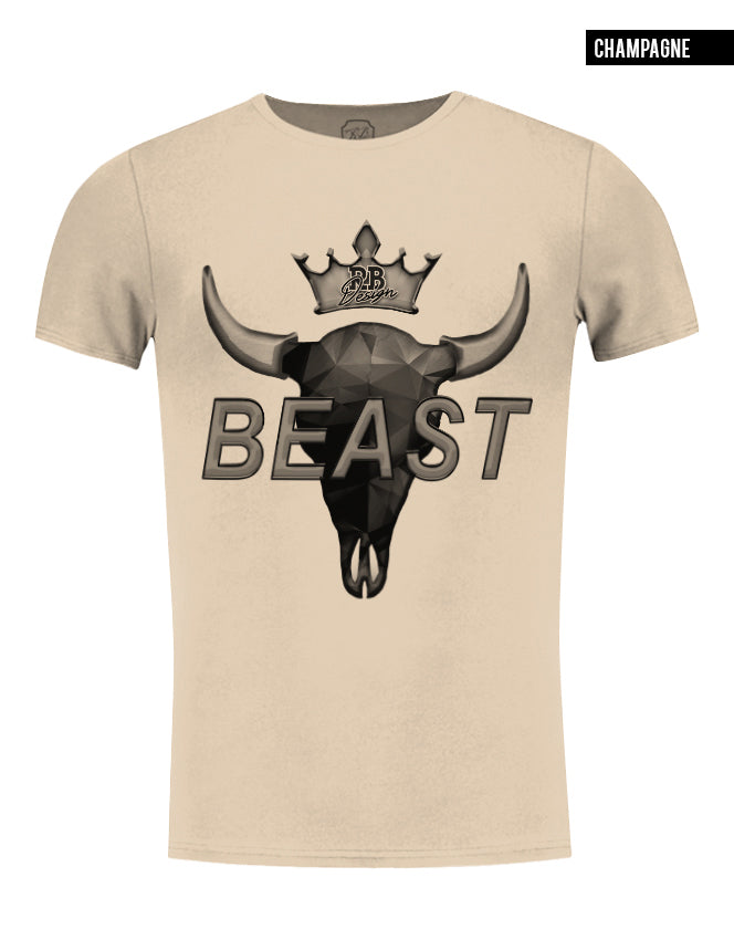 Men's T-shirt "BEAST" Scoop Neck Muscle Tee Khaki Gray Beige / Color Option / MD730