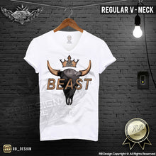 v neck bison skull t-shirt