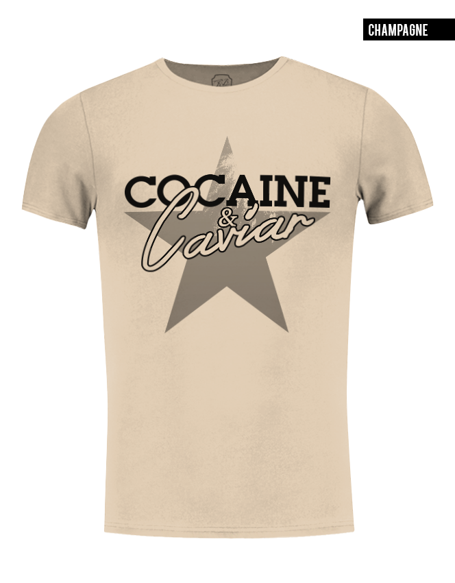mens fashion beige t shirt cocaine
