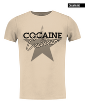 mens fashion beige t shirt cocaine