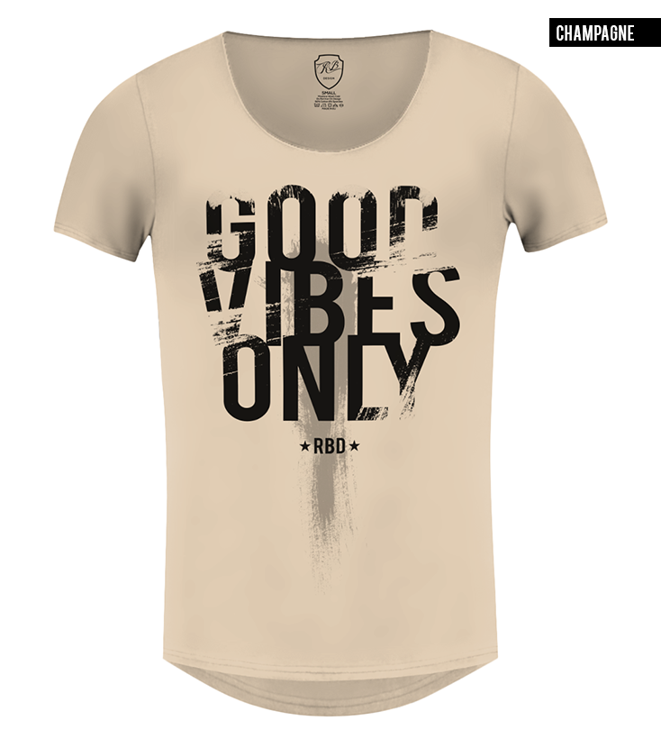 beige mens t-shirt good vibes only