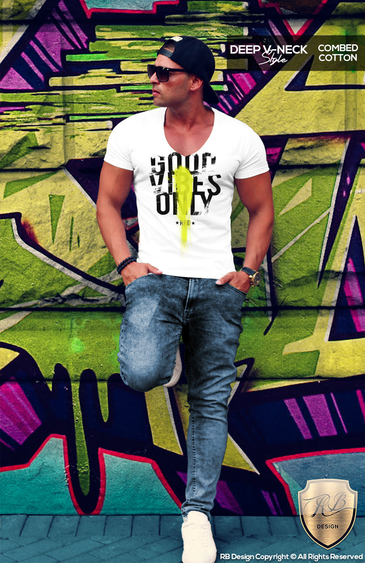 deep v neck mens fashion tee
