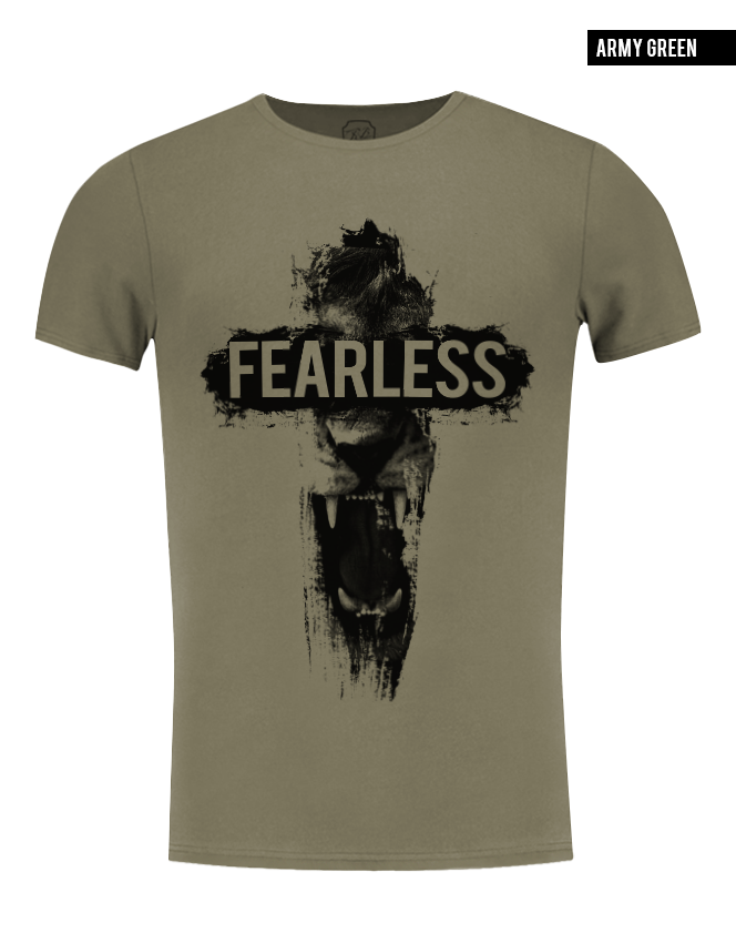 crew neck khaki lion mens t-shirt