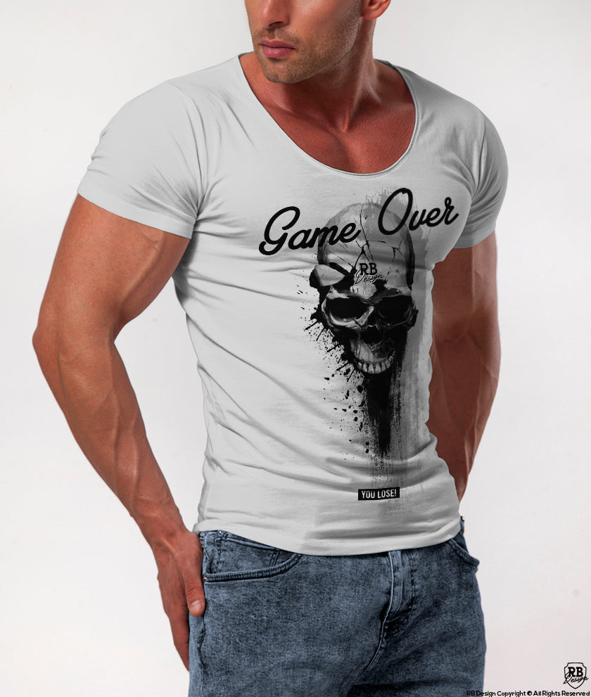 Men's Designer Skull Tshirt "Game Over You Lose" / Color Option / MD8