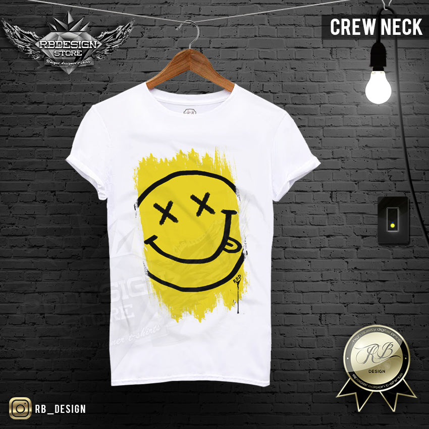 crew neck mens shirts smiley face