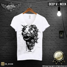 deep v neck flowers skull shirts
