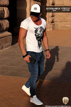scoop neck designer skull tee