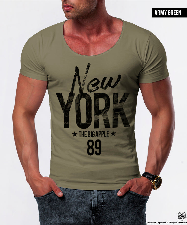 Men's T-shirt "The Big Apple" NYC Graphic Tee Scoop Crew Neck/ Color Option / MD828