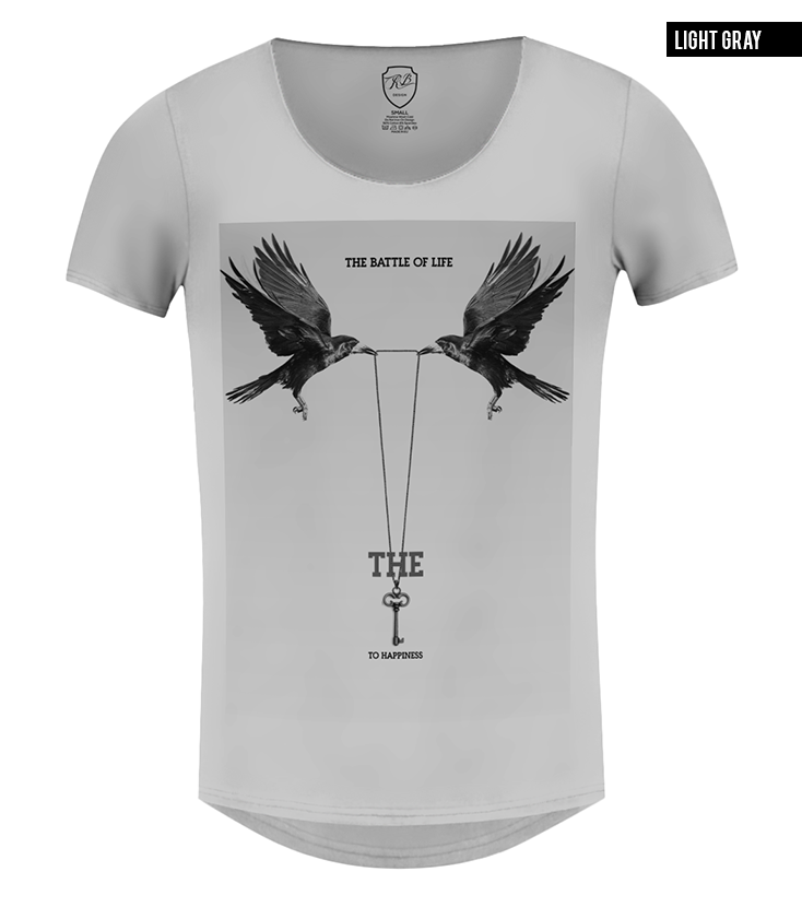 scoop neck gray mens fashion t shirt