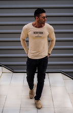 beige Mens Long Sleeve T-shirt "New York Advisory