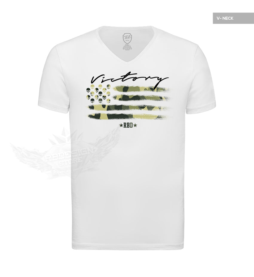 Mens Camouflage Flag White T-shirt "Victory" MD868