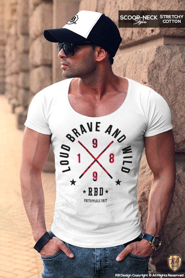 Men's White T-shirt Loud Brave and Wild RED MD871R